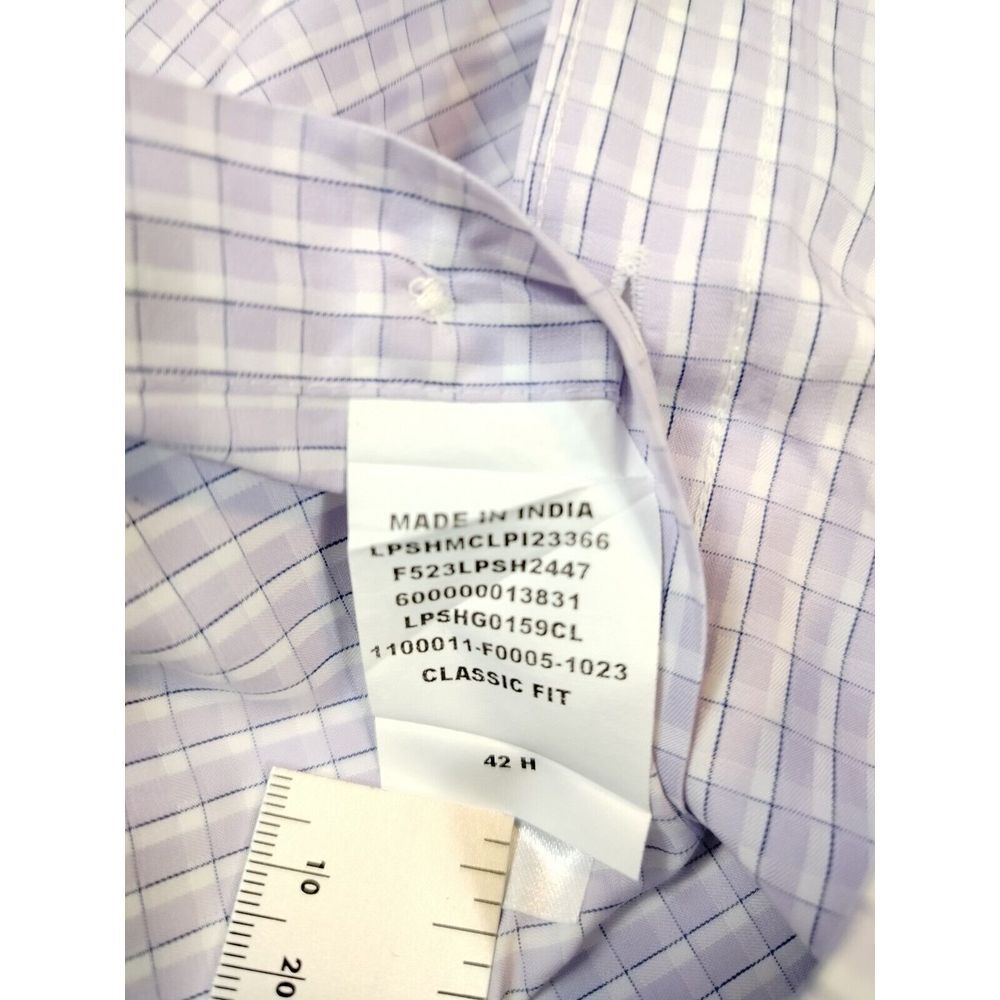 Louis‎ Philippe Shirt Men's Large 42 CMS Purple White Corpcore Workewear Office - Picture 6 of 12